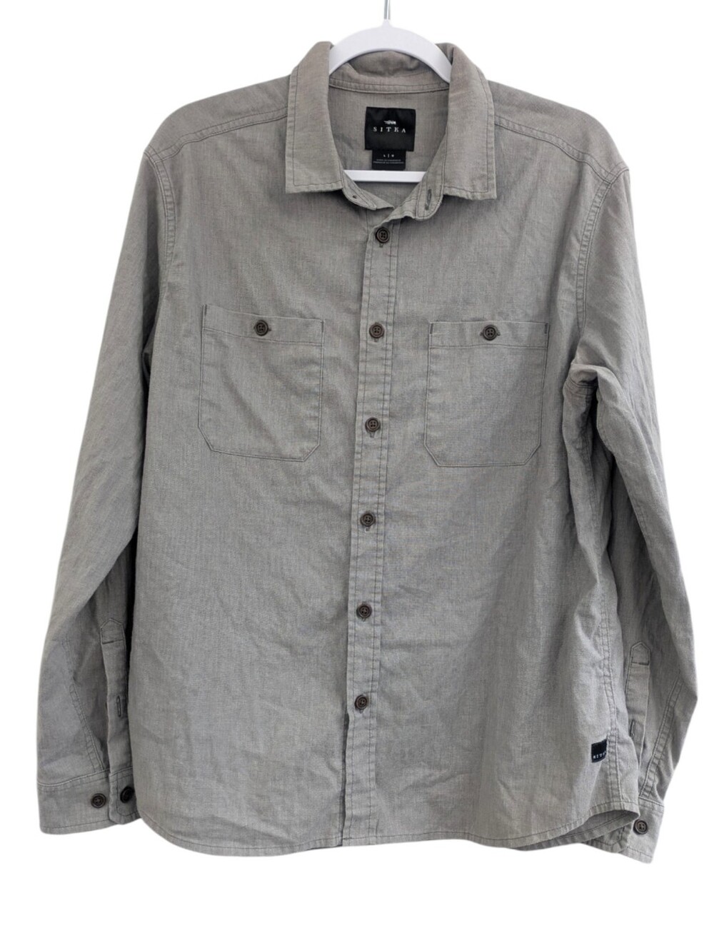 Sitka Gray Ambray Hemp Blend Button Long Sleeve Shirt